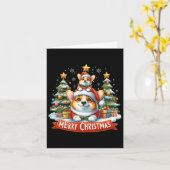 Vrolijk Kerstfeest Corgi Hond Matching Kerstmis Kaart (Gele Bloem)