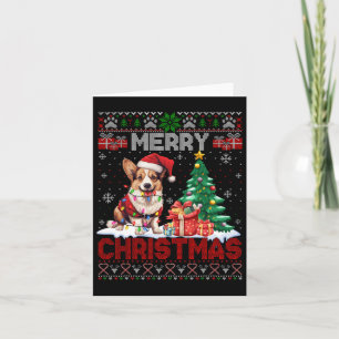 Vrolijk Kerstfeest Corgi Hondenliefhebbers Familie Kaart