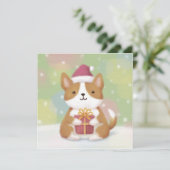 Vrolijk Kerstfeest: Corgi Illustratie Kunst Feestdagenkaart (Staand voorkant)