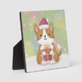 Vrolijk Kerstfeest: Corgi Illustratie Kunst Fotoplaat (Voorkant)