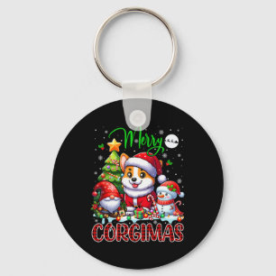 Vrolijk Kerstfeest Corgi Schattige Santa Corgi Gno Sleutelhanger