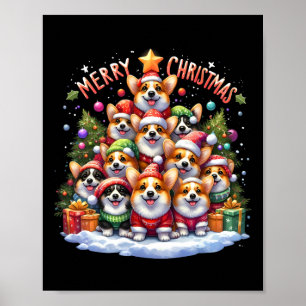 Vrolijk Kerstfeest Corgmas Corgi Hond Kerstboom X Poster