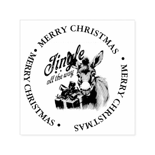 Vrolijk kerstfeest Country Donkey thema Zelfinktende Stempel (Design)