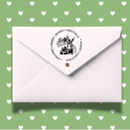 Vrolijk kerstfeest Country Donkey thema Zelfinktende Stempel