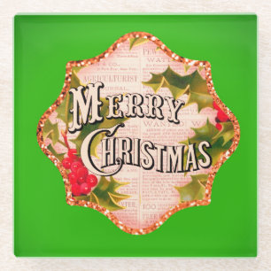 Vrolijk Kerstfeest Country Gift Glass Onderzetter