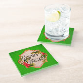 Vrolijk Kerstfeest  Country Gift Glass Onderzetter Glazen Onderzetter (Schuin)