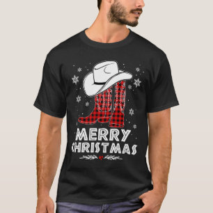Vrolijk kerstfeest Cowboy Boots Red Buffalo Pset W T-shirt