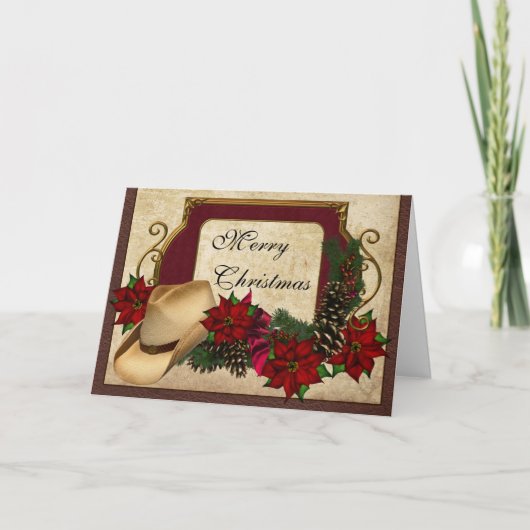 Vrolijk Kerstfeest Cowboy (cowgirl) groet Feestdagen Kaart (Voorkant)