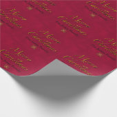 Vrolijk kerstfeest, cranberry goud elegante kallig cadeaupapier (Hoek)