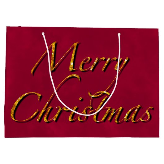 Vrolijk kerstfeest, cranberry goud elegante kallig groot cadeauzakje (Achterkant)