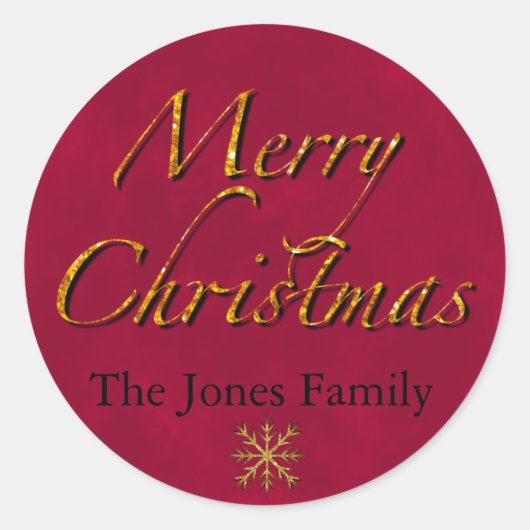 Vrolijk kerstfeest, cranberry goud elegante kallig ronde sticker (Voorkant)