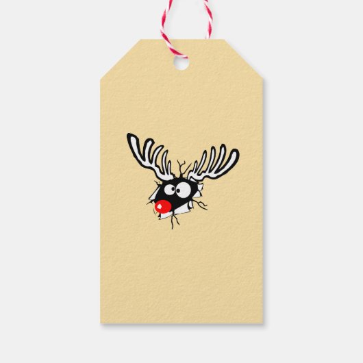 Vrolijk kerstfeest! Crazy Red Nosed Reindester Cadeaulabel (Achterkant)