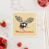 Vrolijk kerstfeest! Crazy Red Nosed Reindester Servet (Insitu)