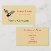 Vrolijk kerstfeest! Crazy Red Nosed Reindester Visitekaartje (Voorkant / Achterkant)