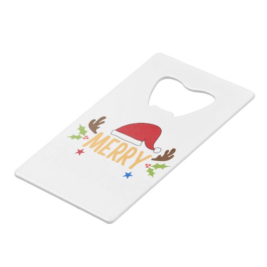 Vrolijk kerstfeest creditkaart flessenopener (Achterkant Gekanteld)