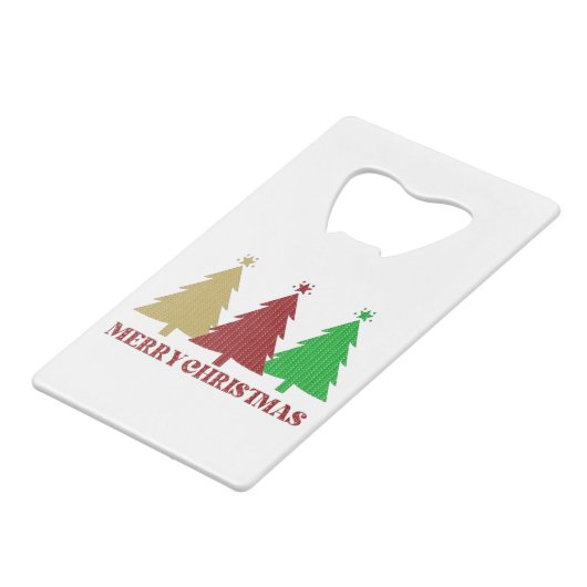 Vrolijk kerstfeest creditkaart flessenopener (Voorkant Gekanteld)