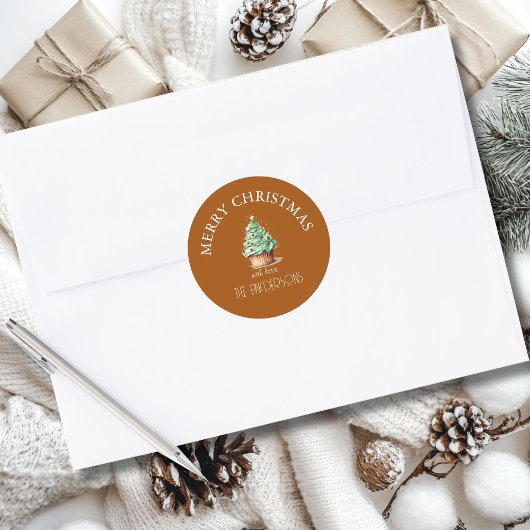 vrolijk kerstfeest! Cupcake-Christmas-Tree Ronde Sticker
