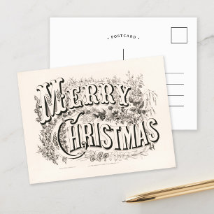 vrolijk kerstfeest   Currier & Ives Briefkaart