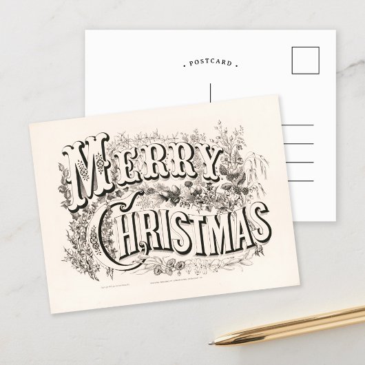 vrolijk kerstfeest | Currier & Ives Briefkaart