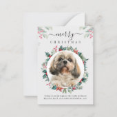 Vrolijk Kerstfeest Custom Dog Photo Botanical Notitiekaartje (Voorkant)