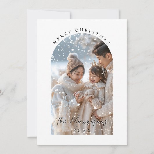Vrolijk Kerstfeest Custom Family Foto 1 Feestdagenkaart (Voorkant)