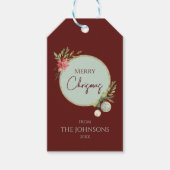 Vrolijk Kerstfeest Custom Family Golden Greenery Cadeaulabel (Voorkant)