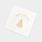 Vrolijk Kerstfeest Custom Family Name Pine Tree Folie Servetten (Links)