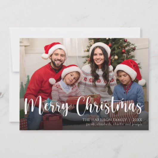 Vrolijk Kerstfeest Custom Family Photo Holiday Kaa Bedankkaart (Voorkant)