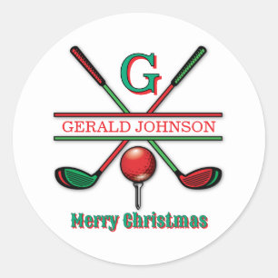 Vrolijk Kerstfeest Custom Golf Holiday Design Ronde Sticker