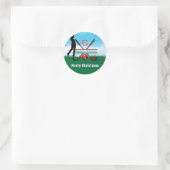 Vrolijk Kerstfeest Custom Golf Holiday Design Ronde Sticker (Tas)