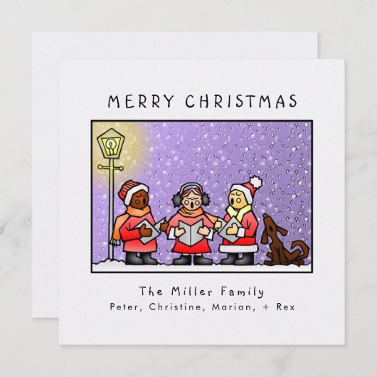 "Vrolijk Kerstfeest" Custom Grappige Carolers Feestdagenkaart (Voorkant / Achterkant)