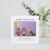 "Vrolijk Kerstfeest" Custom Grappige Carolers Feestdagenkaart (Staand voorkant)