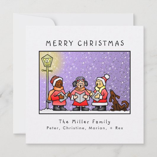 "Vrolijk Kerstfeest" Custom Grappige Carolers Feestdagenkaart (Voorkant)