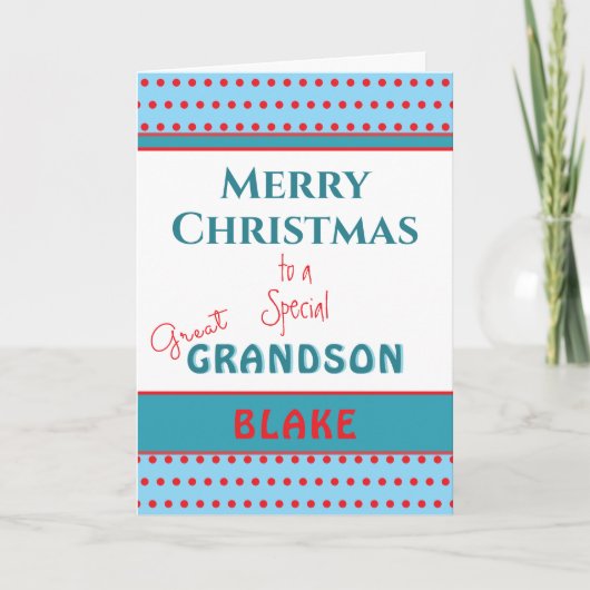 Vrolijk Kerstfeest Custom Grote Kleinzoon kaart (Voorkant)