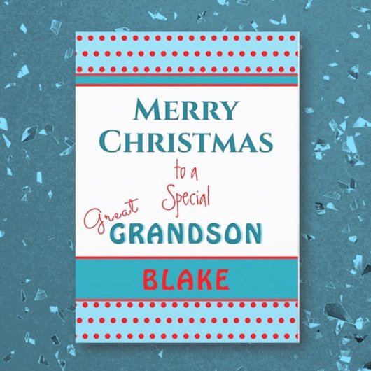 Vrolijk Kerstfeest Custom Grote Kleinzoon kaart