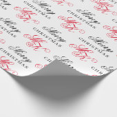Vrolijk Kerstfeest Custom Monogram Initialen Xmas Cadeaupapier (Hoek)