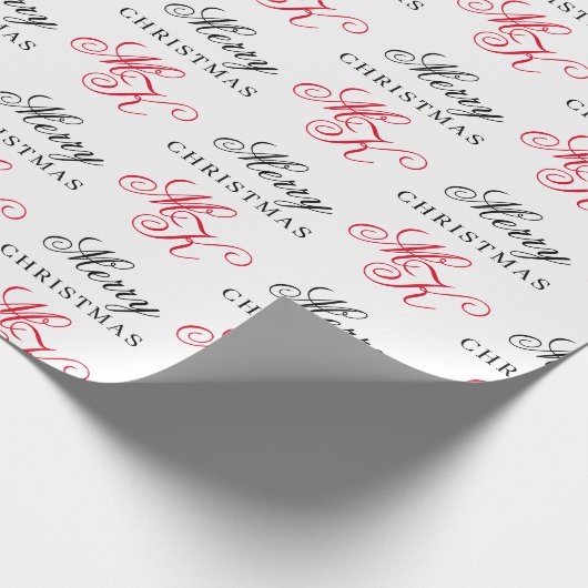 Vrolijk Kerstfeest Custom Monogram Initialen Xmas Cadeaupapier (Hoek)