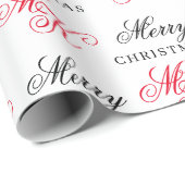 Vrolijk Kerstfeest Custom Monogram Initialen Xmas Cadeaupapier (Rol Hoek)