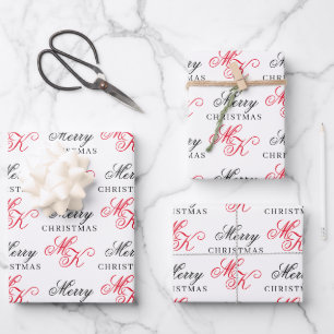 Vrolijk Kerstfeest Custom Monogram Initialen Xmas Inpakpapier Vel