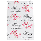 Vrolijk Kerstfeest Custom Monogram Initialen Xmas Medium Cadeauzakje (Achterkant)