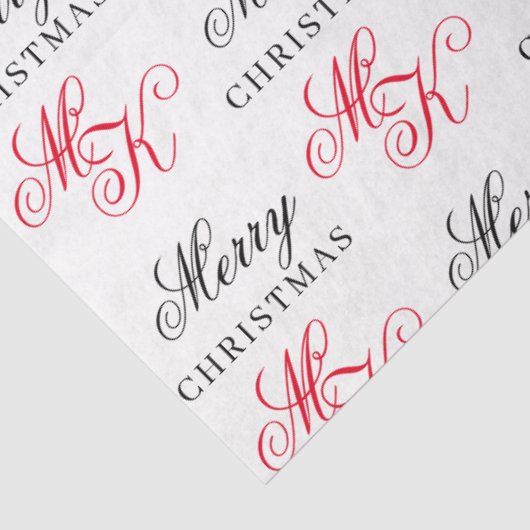 Vrolijk Kerstfeest Custom Monogram Initialen Xmas Tissuepapier (Detail)