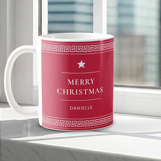 Vrolijk Kerstfeest Custom Name Elegant Stijlvol Ro Koffiemok