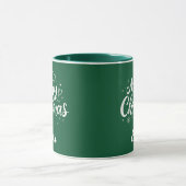 Vrolijk Kerstfeest Custom Name Modern Script Koffi Mok (Midden)
