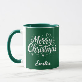 Vrolijk Kerstfeest Custom Name Modern Script Koffi Mok