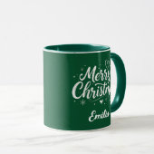 Vrolijk Kerstfeest Custom Name Modern Script Koffi Mok (Voorkant rechts)