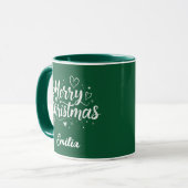 Vrolijk Kerstfeest Custom Name Modern Script Koffi Mok (Voorkant links)
