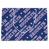 Vrolijk Kerstfeest Custom Name Navy Pink Groot Cadeauzakje (Voorkant)