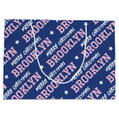 Vrolijk Kerstfeest Custom Name Navy Pink Groot Cadeauzakje (Achterkant)