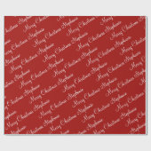 Vrolijk Kerstfeest Custom Name Red Holiday Cadeaupapier (Vlak)