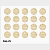 Vrolijk Kerstfeest Custom Name Simple Gold Ronde Sticker (Vel)